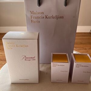 Maison Francis Kurkdjian bag and four fragrance boxes